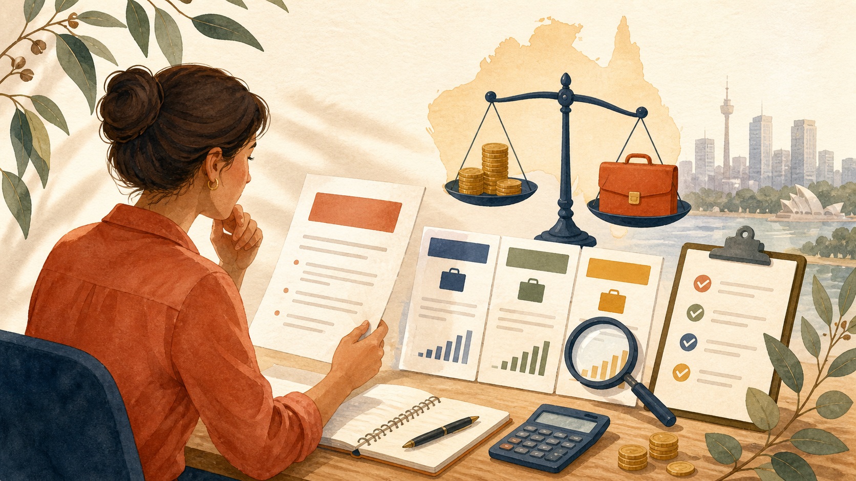 Illustration of comparing a job offer with salary benchmarks and market pay data